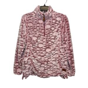 Simply Southern Dotted Sherpa pullover pink 1/4 zip Size Small